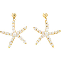 EFFY 14K Yellow Gold Drop Starfish Earrings with Freshwater Pearls - Total Pearl Weight 1.50 Carat