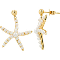 EFFY 14K Yellow Gold Drop Starfish Earrings with Freshwater Pearls - Total Pearl Weight 1.50 Carat
