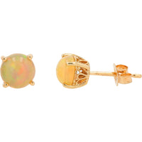 EFFY 14K Yellow Gold Four-Prong Set Round Cabochon Opal Stud Earrings - 1.14 Carat Total Gem Weight