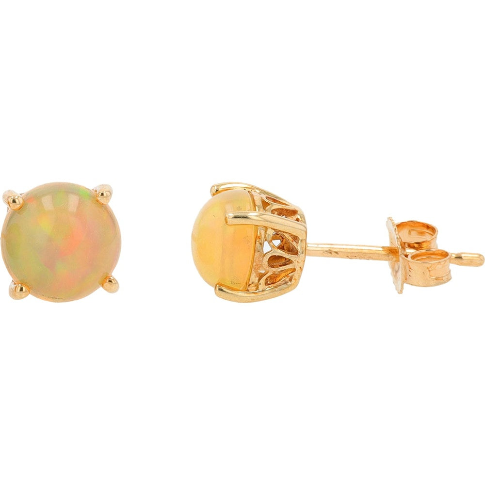 EFFY 14K Yellow Gold Four-Prong Set Round Cabochon Opal Stud Earrings - 1.14 Carat Total Gem Weight