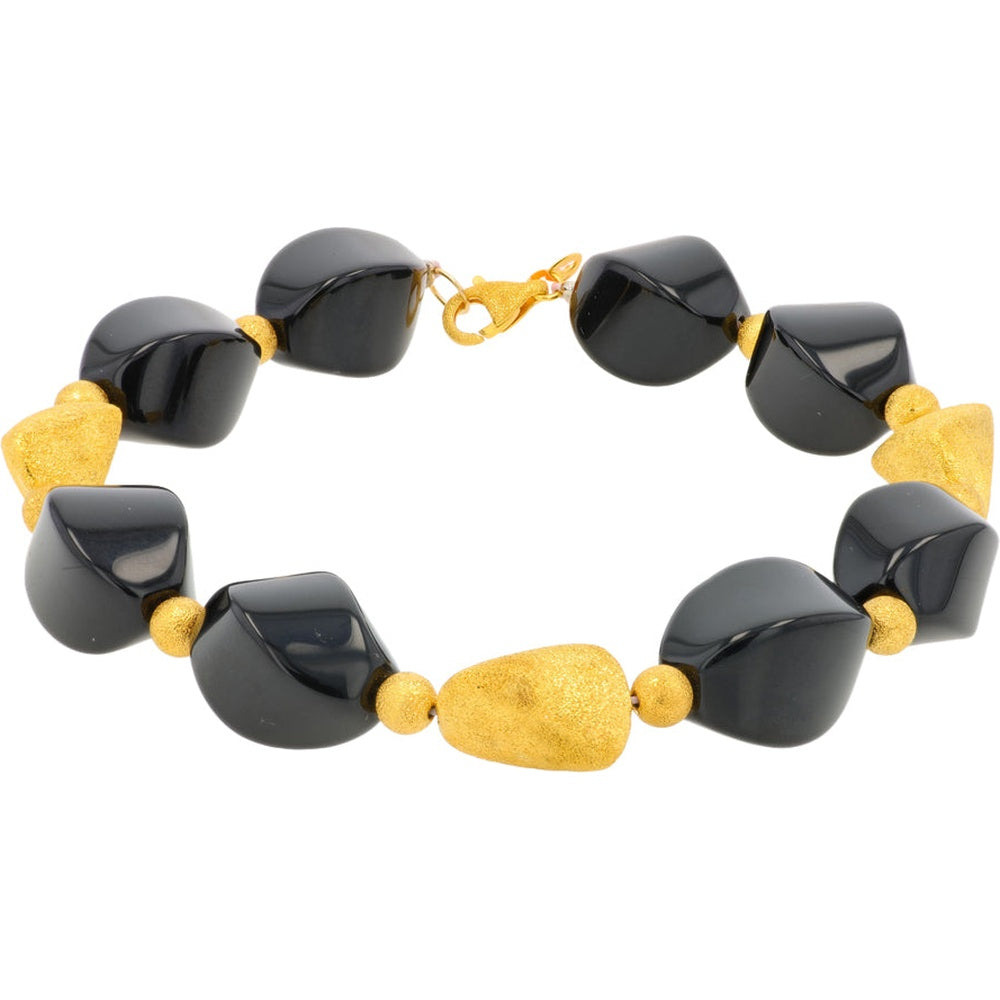 EFFY 14K Yellow Gold Free-Form Black Onyx Link Bracelet - 95.00 Carat Total Onyx Weight