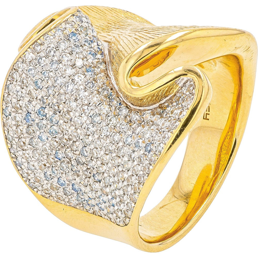 EFFY 14K Yellow Gold Free-Form Statement Ring with Pavé Set Round Diamonds - 0.72 Carat Total Diamond Weight