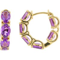 EFFY 14K Yellow Gold Inside-Out Hoop Earrings with Prong-Set Oval Amethysts - 4.80 Carat Total Gem Weight