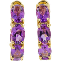 EFFY 14K Yellow Gold Inside-Out Hoop Earrings with Prong-Set Oval Amethysts - 4.80 Carat Total Gem Weight
