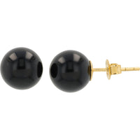 EFFY 14K Yellow Gold Large Sphere Onyx Stud Earrings - 14.50 Carat Total Gem Weight