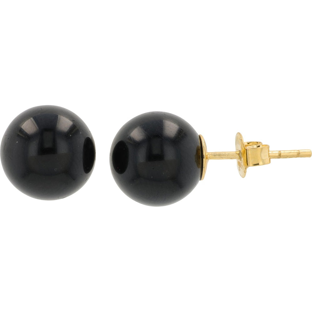 EFFY 14K Yellow Gold Large Sphere Onyx Stud Earrings - 14.50 Carat Total Gem Weight