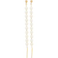 EFFY 14K Yellow Gold Long Drop Earrings with Cascading Freshwater Pearls and Slender Gold Bar Finial