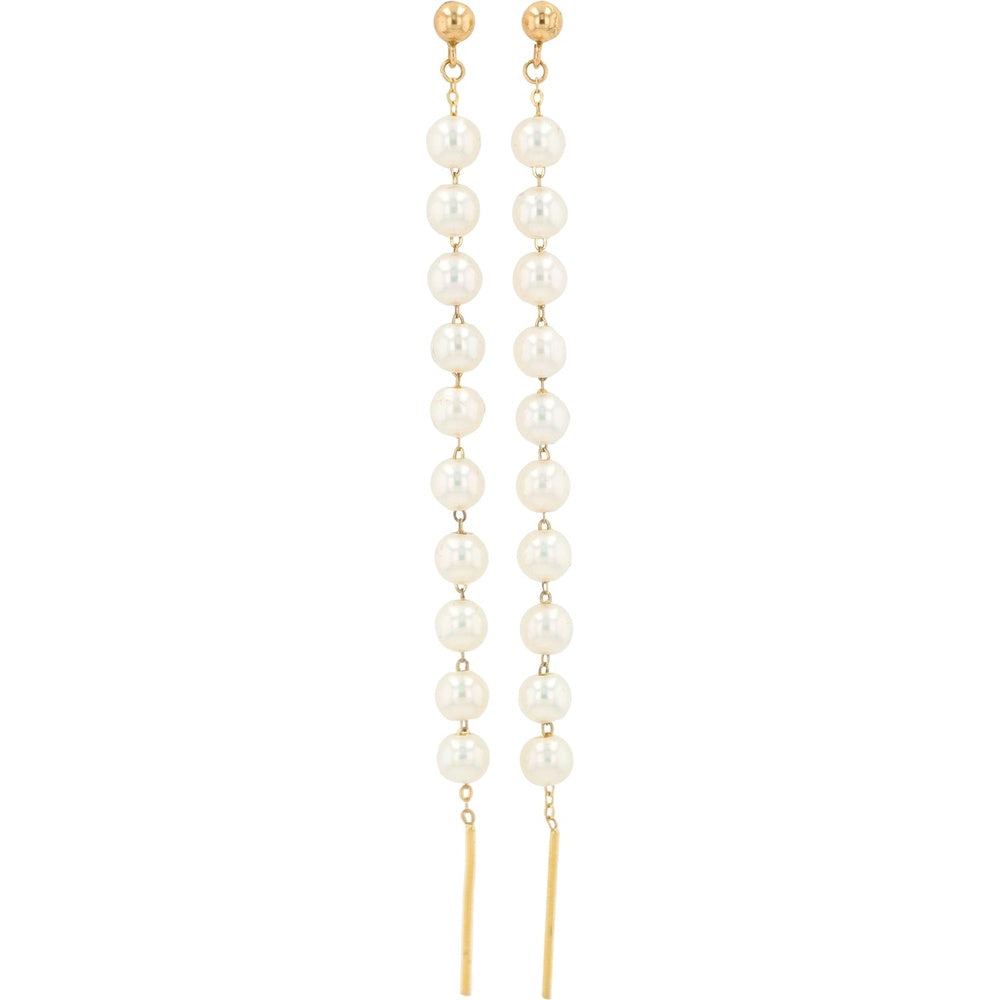 EFFY 14K Yellow Gold Long Drop Earrings with Cascading Freshwater Pearls and Slender Gold Bar Finial