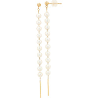 EFFY 14K Yellow Gold Long Drop Earrings with Cascading Freshwater Pearls and Slender Gold Bar Finial