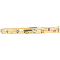 EFFY 14K Yellow Gold Multicolor Gemstone Bangle Bracelet with Flush-Set Round Gems and Diamond Accent - 1.75 Carat Total Gem Weight
