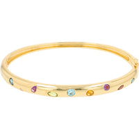 EFFY 14K Yellow Gold Multicolor Gemstone Bangle Bracelet with Flush-Set Round Gems and Diamond Accent - 1.75 Carat Total Gem Weight