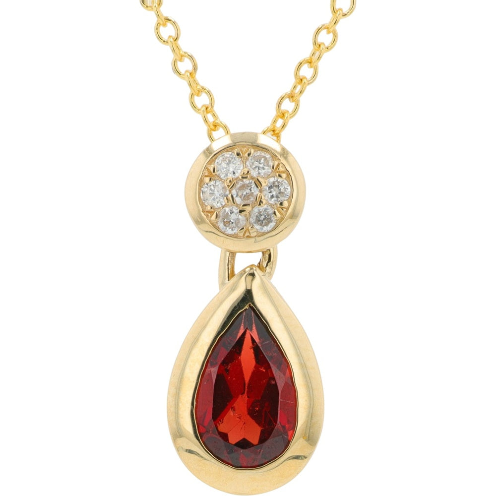 EFFY 14K Yellow Gold Pear-Shaped Garnet Pendant with Diamond Halo - 0.95 Carat Garnet and 0.07 Carat Diamonds