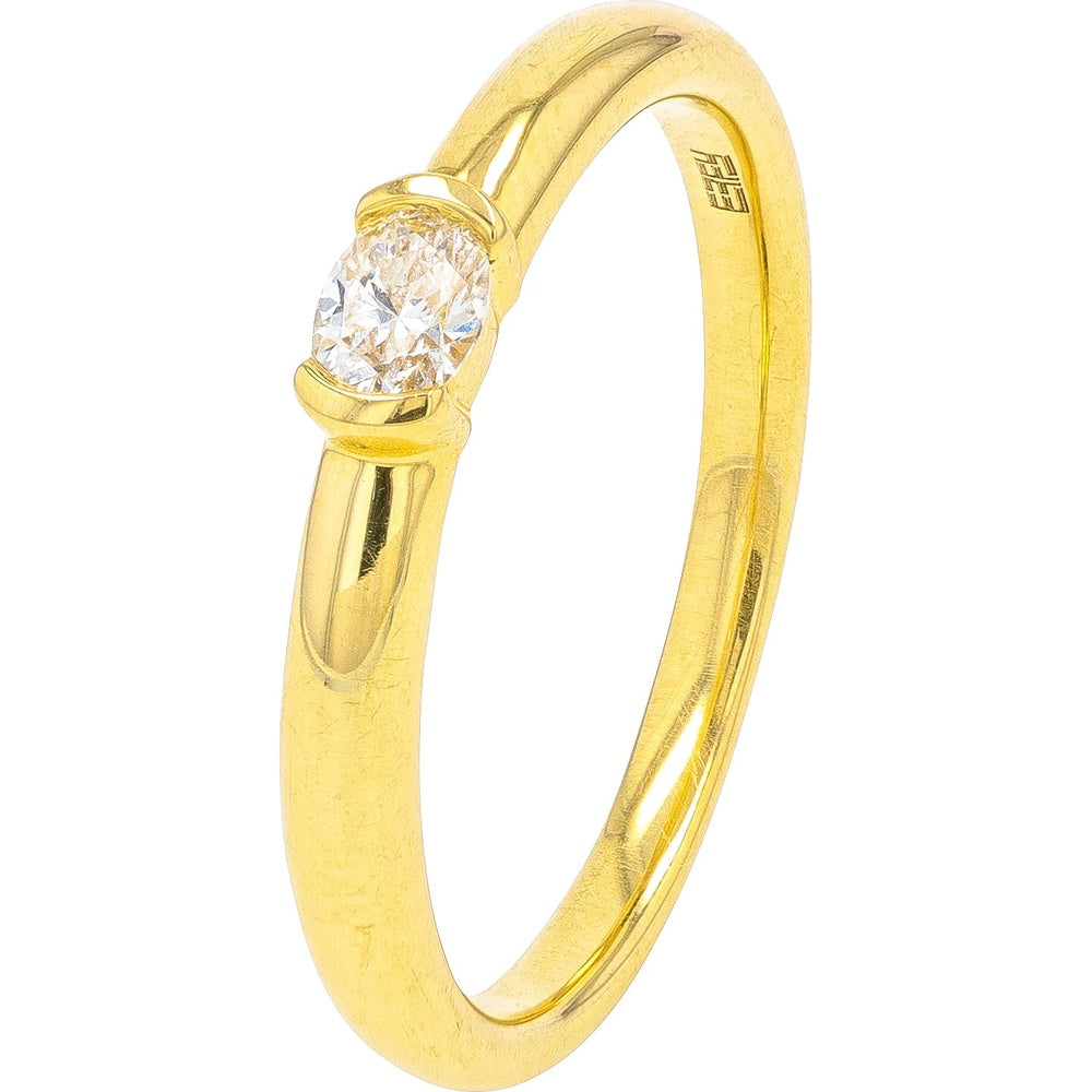 EFFY 14K Yellow Gold Solitaire Ring with Semi-Bezel Set Round Diamond - 0.16 Carat Total Diamond Weight