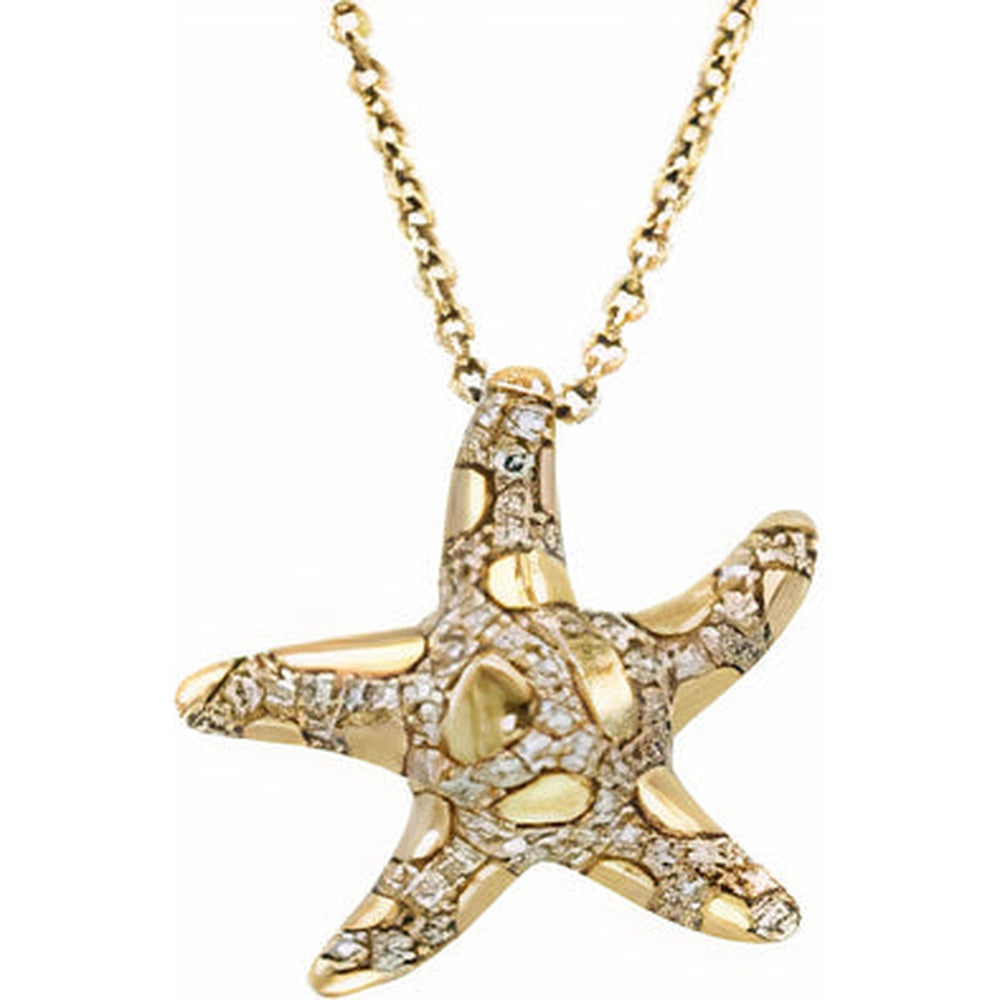 EFFY 14K Yellow Gold Starfish Pendant with Pavé Set Round Diamonds - 0.25 Carat Total Diamond Weight