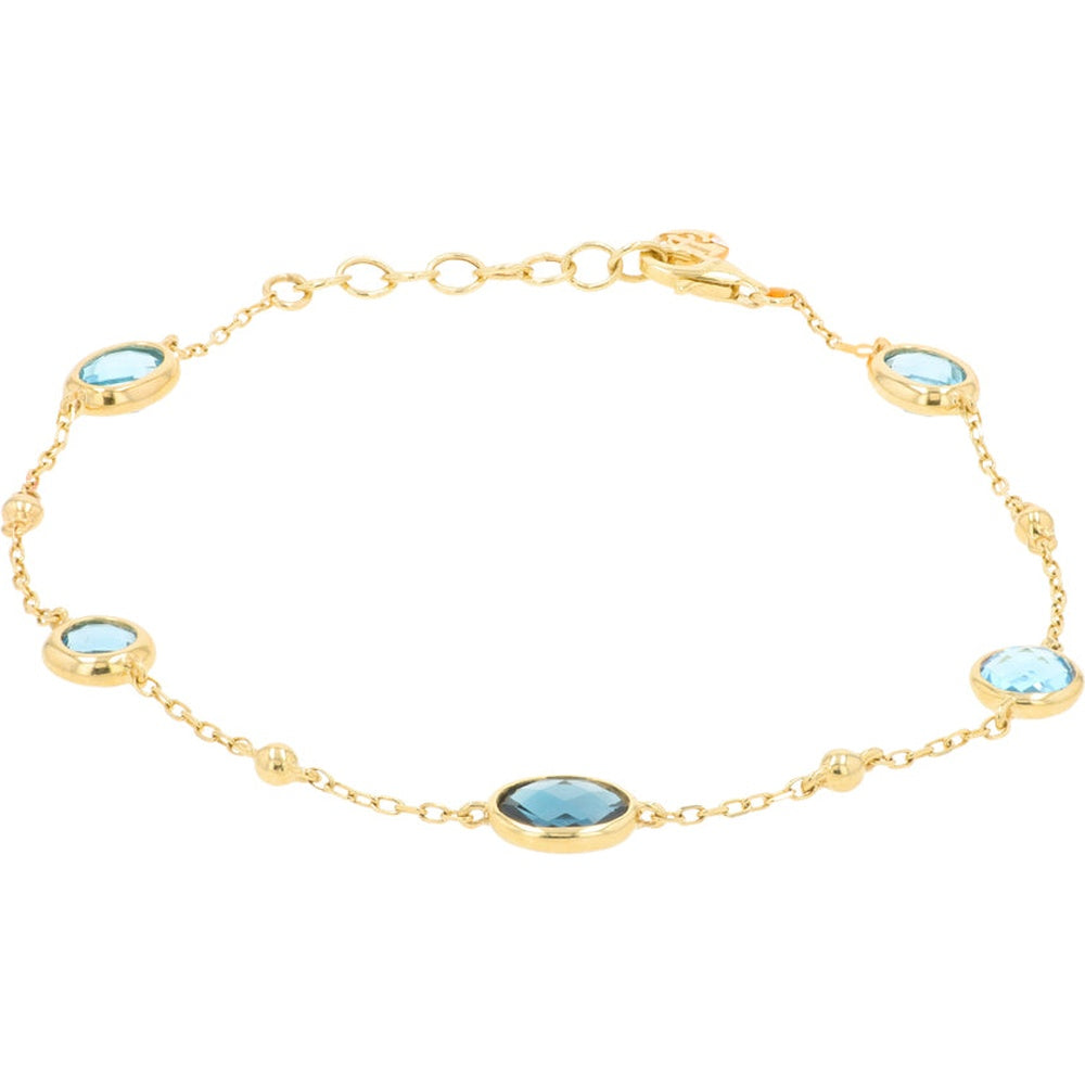 EFFY 14K Yellow Gold Station Bracelet with Bezel-Set Oval London Blue Topaz - 4.10 Carat Total Gemstone Weight
