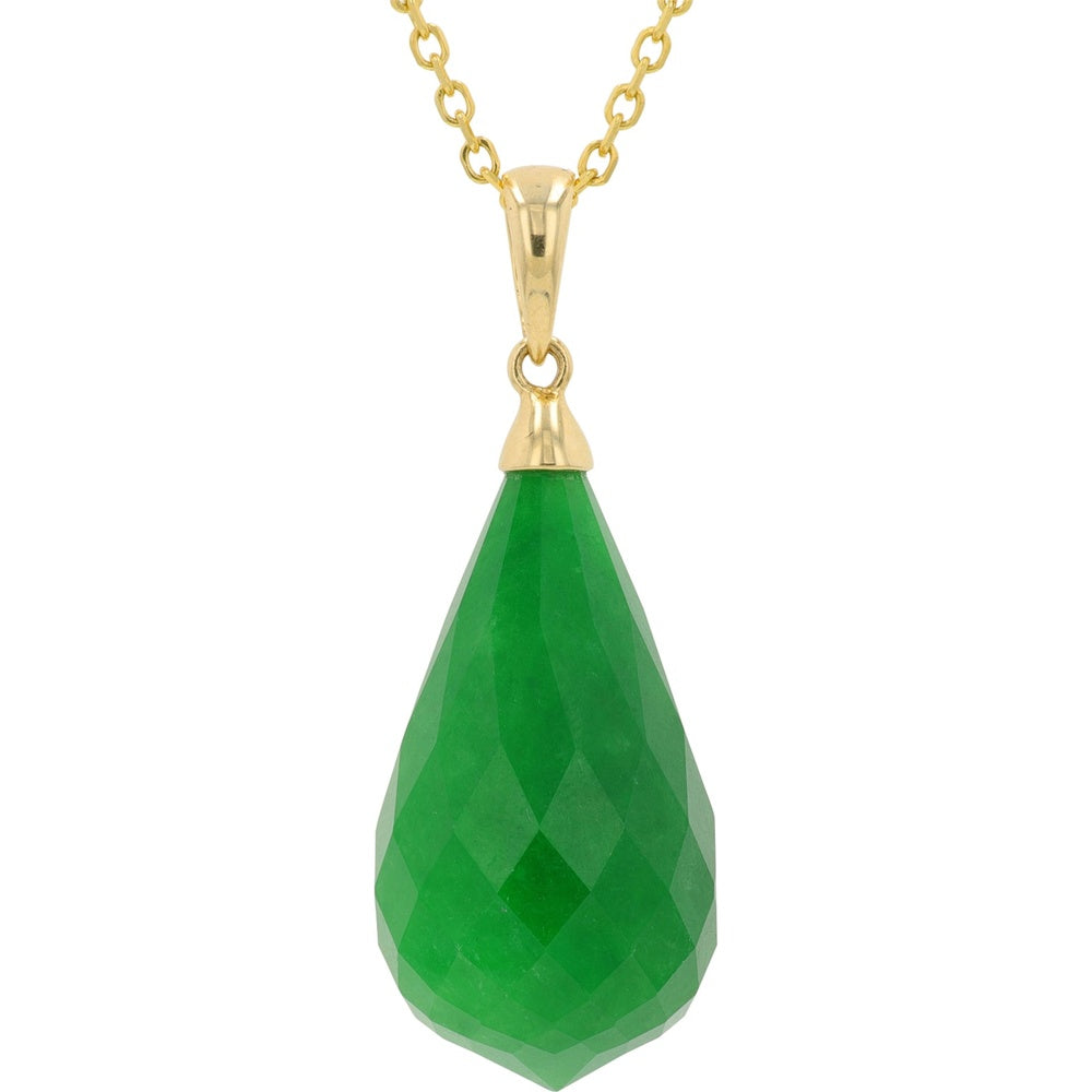 EFFY 14K Yellow Gold Teardrop Pendant Necklace with 27.00 Carat Dyed Jade Gemstone