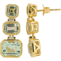 EFFY 14K Yellow Gold Tiered Drop Earrings with Emerald-Cut Green Amethysts and Baguette Diamond Accents - 8.00 Carat Total Gemstone Weight