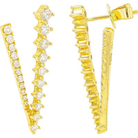 EFFY 14K Yellow Gold V-Shape Diamond Ear Climbers with Prong-Set Round Diamonds - 1.03 Carat Total Diamond Weight