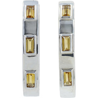 EFFY 925 Sterling Silver Medium Hoop Earrings with Bezel Set Rectangular Citrines - 0.65 Carat Total Citrine Weight