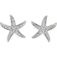EFFY 925 Sterling Silver Starfish Stud Earrings with Pave Set Round Diamonds - 0.22 Carat Total Diamond Weight