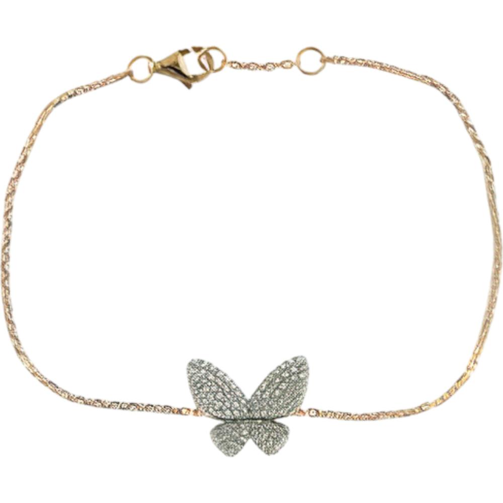EFFY Sterling Silver Diamond Butterfly Bracelet with Pavé - Set Round Diamonds - 0.38 Carat Total Diamond Weight