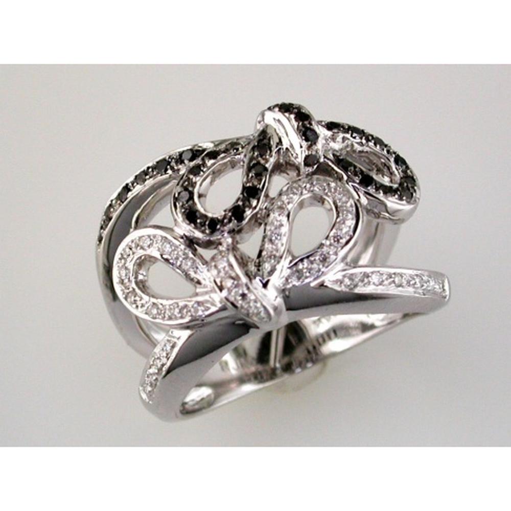 Elegant 14K White Gold 0.21 Carat Black Diamond & 0.19 Carat Diamond Ring