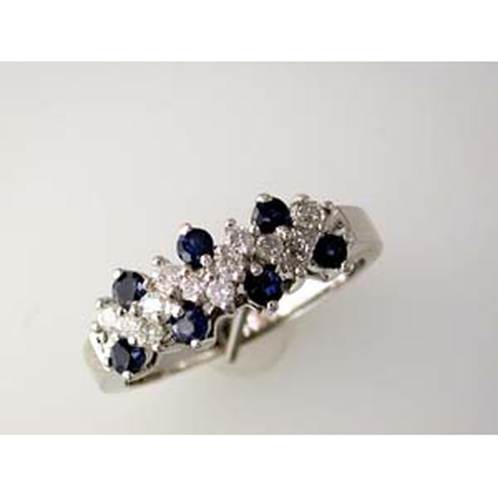 Elegant 14K White Gold 0.45 Carat Sapphire & 0.33 Carat Diamond Ring