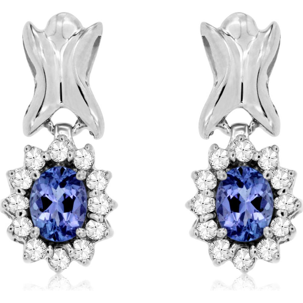 Elegant 14K White Gold 0.66 Carat Tanzanite & 0.32 Carat Diamond Earrings