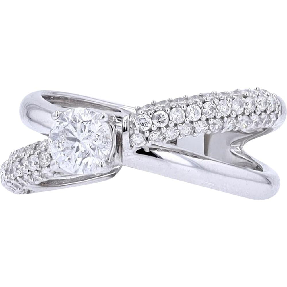Elegant 14K White Gold 1/2 Carat Diamond Bypass Engagement Ring
