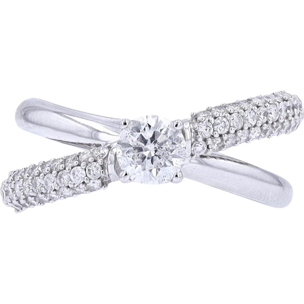 Elegant 14K White Gold 1/2 Carat Diamond Bypass Engagement Ring