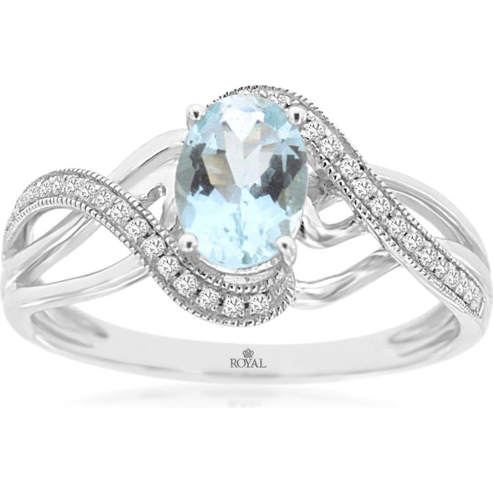 Elegant 14K White Gold Aquamarine & Diamond Ring - Timeless Beauty