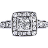 Elegant 14K White Gold Four Stone Diamond Ring - 1.29 Carat Total Diamond Weight