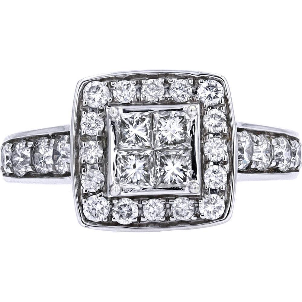 Elegant 14K White Gold Four Stone Diamond Ring - 1.29 Carat Total Diamond Weight