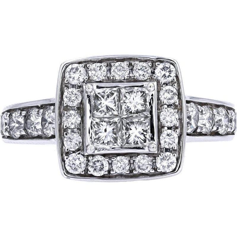 Elegant 14K White Gold Four Stone Diamond Ring - 1.29 Carat Total Diamond Weight