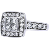 Elegant 14K White Gold Four Stone Diamond Ring - 1.29 Carat Total Diamond Weight