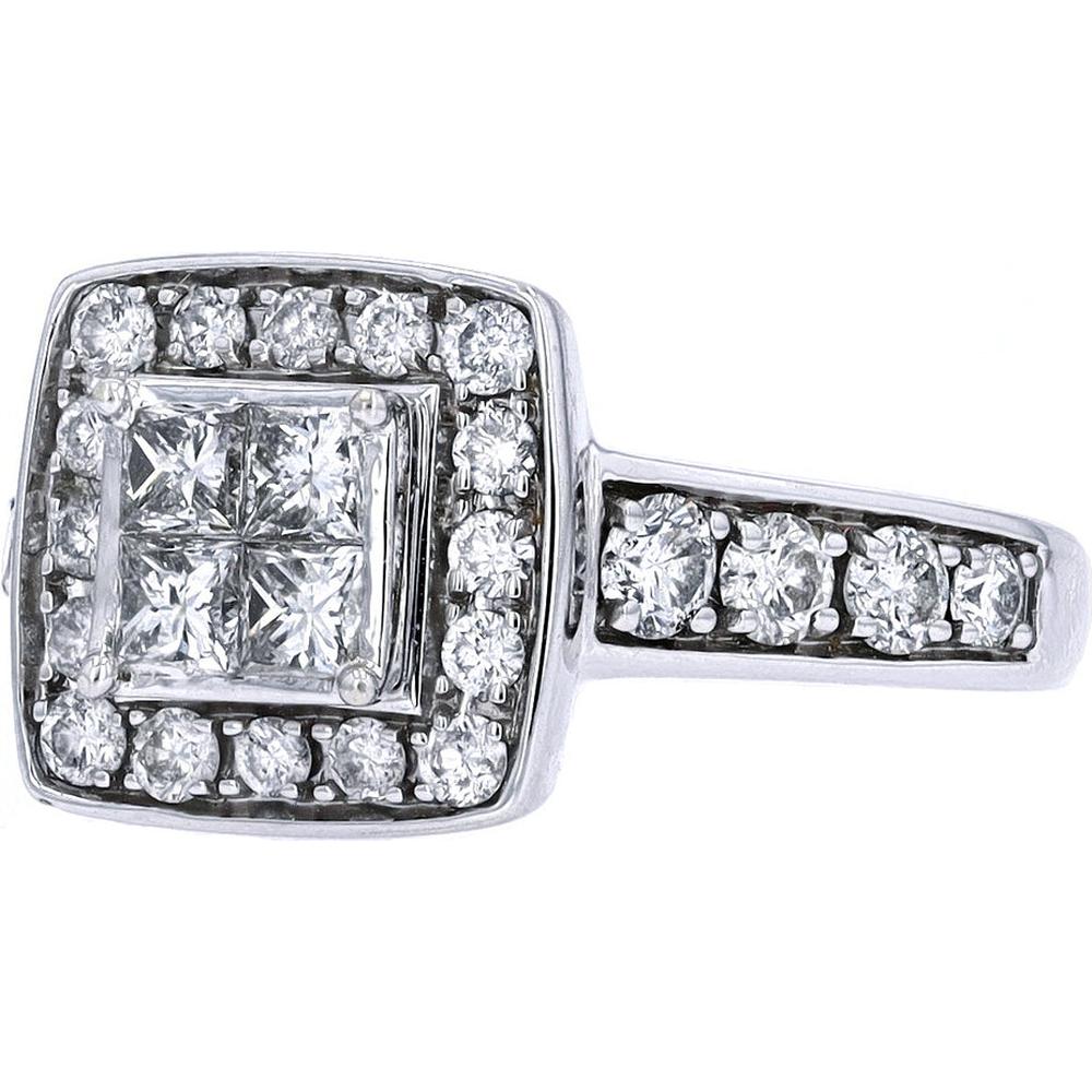 Elegant 14K White Gold Four Stone Diamond Ring - 1.29 Carat Total Diamond Weight