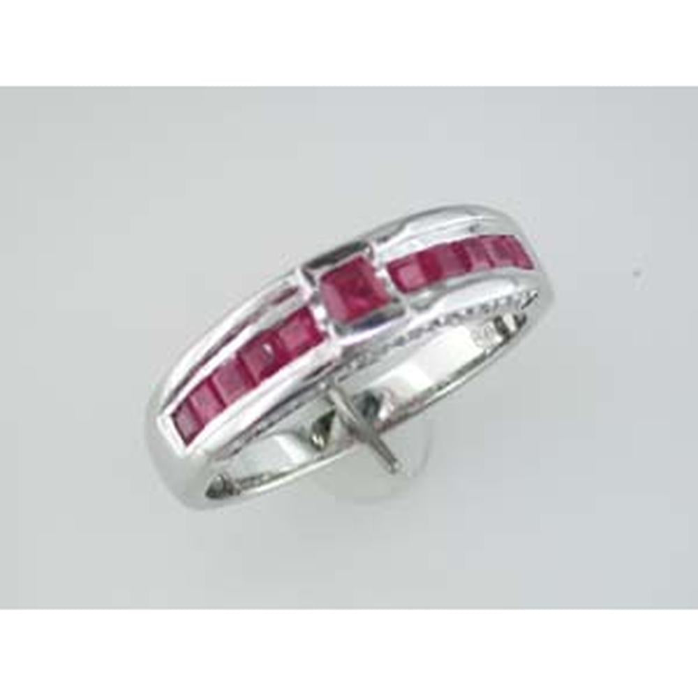 Elegant 14K White Gold Ruby and Diamond Halo Engagement Ring