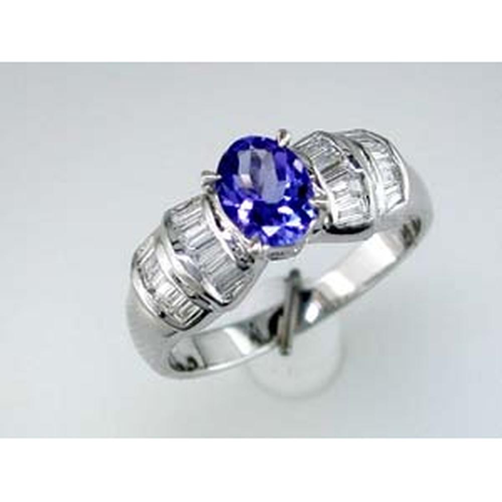 Elegant 14K White Gold Tanzanite and Diamond Oval Ring