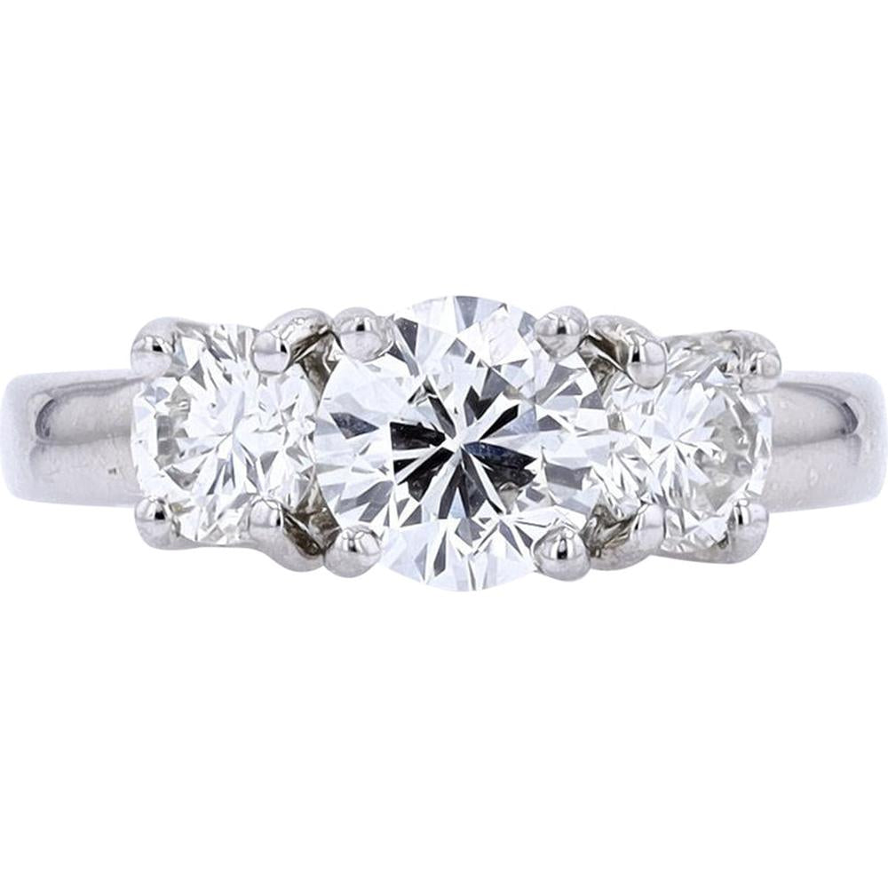 Elegant 14K White Gold Three Stone Diamond Engagement Ring - 2.00 Carats Total