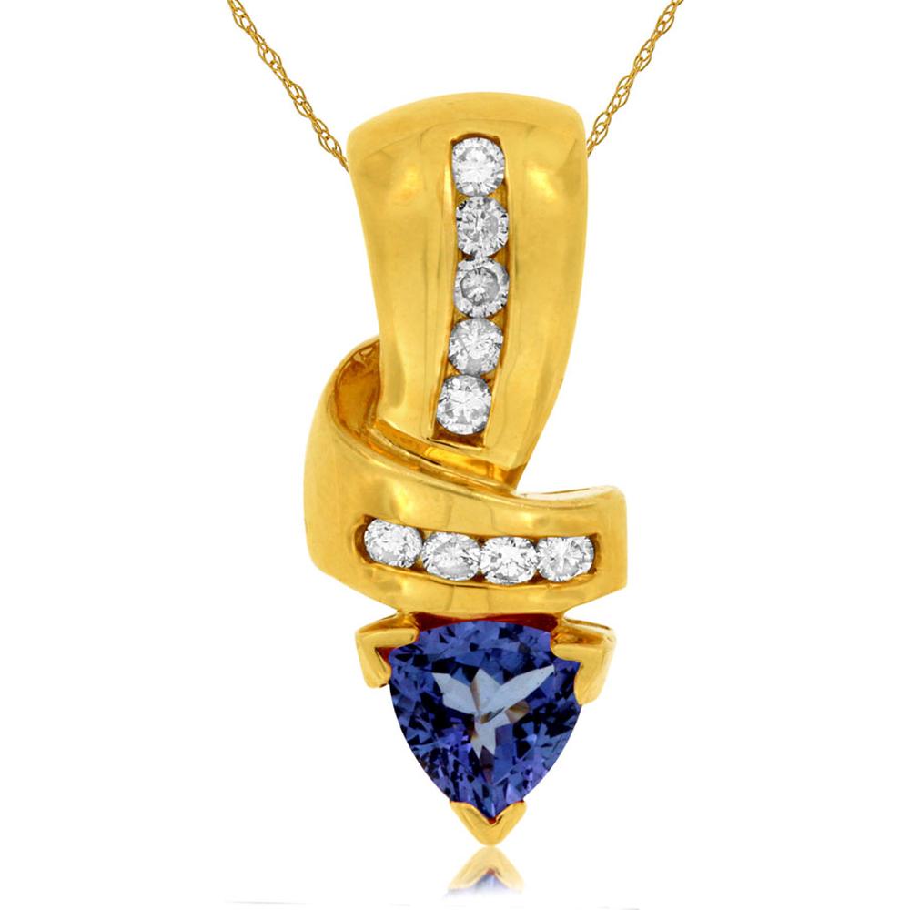 Elegant 14K Yellow Gold 0.24 Carat Diamond & 0.75 Carat Tanzanite Pendant