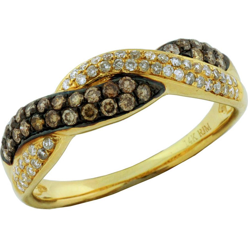 Elegant 14K Yellow Gold 0.35 Carat Mocha Diamond & 0.20 Carat Diamond Ring
