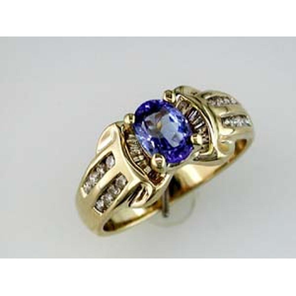 Elegant 14K Yellow Gold 0.75 Carat Tanzanite & 0.50 Carat Diamond Ring