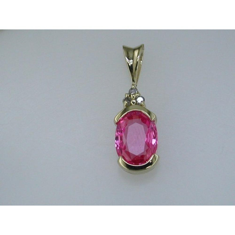 Elegant 14K Yellow Gold Diamond & Pink Sapphire Pendant