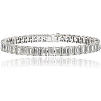 Elegant 18K White Gold Emerald Cut Diamond Tennis Bracelet - 19.00 Total Carat Weight Diamonds