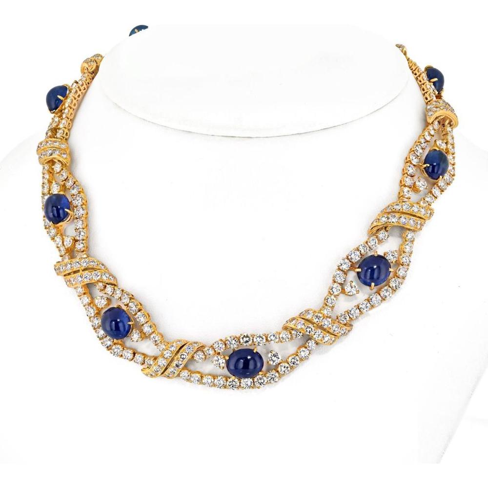 M. Gerard Elegant 18K Yellow Gold Sapphire and Diamond Collar Necklace