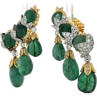Elegant David Webb Emerald Cascade Diamond Earrings