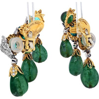 Elegant David Webb Emerald Cascade Diamond Earrings