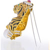 Elegant David Webb Platinum & 18K Yellow Gold Black Striped Tiger Brooch with Emerald, Ruby, and Pearl Accents