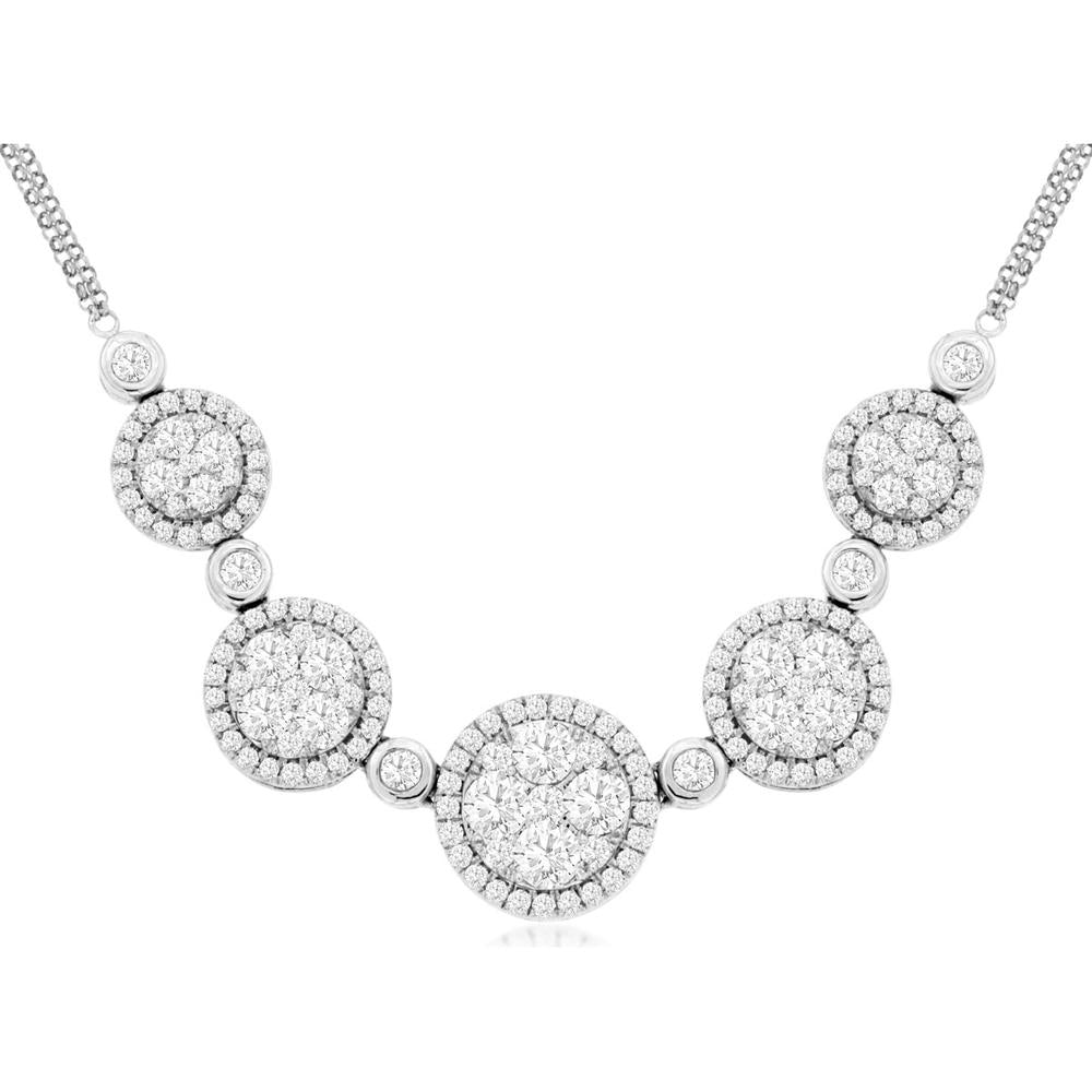 Elegant Royal 14K White Gold 2.97 Carat Diamond Necklace