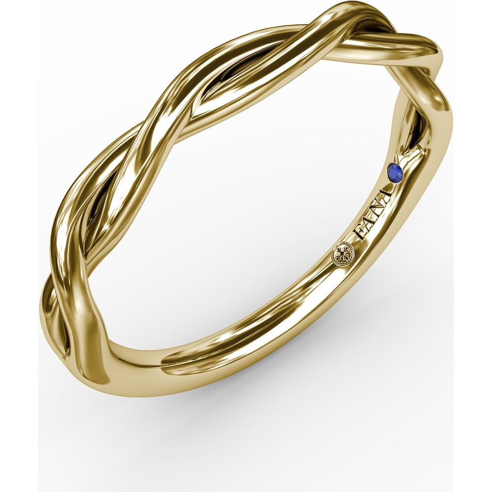Elegantly Twisted Wedding Band with Polished Finish by Fana